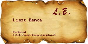 Liszt Bence névjegykártya
